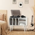 thumbnail image 6 of Record Player Stand with Vinyl Storage, Record Player Table Holds up to 220 Albums, Turntable Stand with Wood Legs for Living Room, 6 of 9