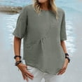 thumbnail image 2 of B91xZ Chemise d'Été pour Femmes Manches Courtes Tunique Fluide Grande Taille Col Rond Blouse Tee, Gris m, 2 of 5