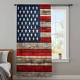 thumbnail image 4 of Vintage American Flag Sheer Curtains 72 Inches Long, Blue Star Red Striped Wooden Light Filering Curtains, Breathable Simi Curtain Privacy Drapes for Living Room Bedroom Lightweight Window Treatment, 4 of 9