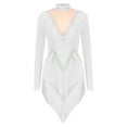 thumbnail image 3 of Linjinx Womens Tassel Latin Dance Dress Long Sleeve Leotard Salsa Jazz Tango Performance Bodysuit White XL, 3 of 4