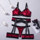thumbnail image 5 of Gibobby Conjunto de lencería de encaje Conjunto de lencería sexy de encaje suave para mujer, ropa interior transparente con aros de encaje floral(Rojo, CH), 5 of 5