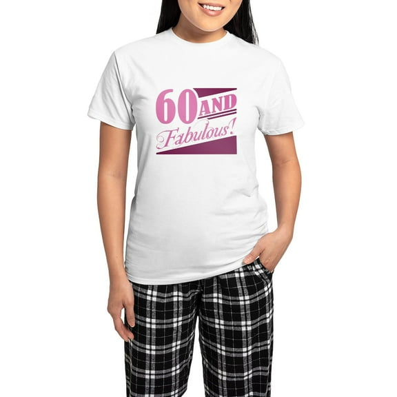 CafePress - 60 & Fabulous Women's Light Pajamas - Women's Short Sleeve Print T-Shirt and Pants Light Cotton Pajama Set