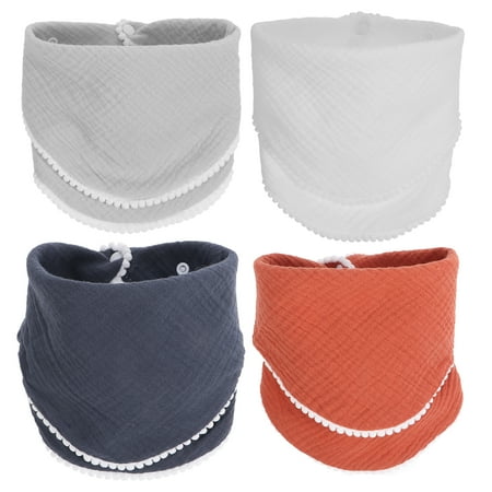 

HEMOTON 4Pcs Baby Cotton Bandana Bibs Feeding Saliva Towels Baby Saliva Bibs
