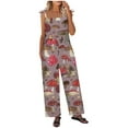 thumbnail image 5 of QATAINLAV Wide Leg Jumpsuits for Women 2025 Linen Sleeveless Strap Hippie Jumper Trendy Mushroom Print One Piece Pants with Pockets Going Out Outfits Ofertas Del Dia de Hoy Relampago Pink L, 5 of 8