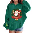 thumbnail image 2 of UACY Kids Girls Christmas Hoodie Fleece Lined Long Sleeve Hooded Cute Funny Santa Claus Graphic Sweatshirt Fall Winter Pullover Tops (Blackish Green, 7-8 Years), 2 of 5