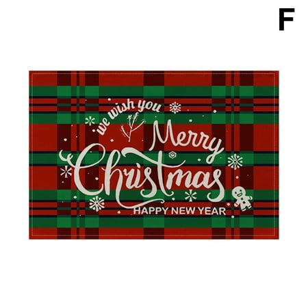 

Christmas Placemats Red Black Plaid Placemats Reversible Y1 Heat-Resistant I2Z4