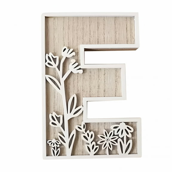LAMIRO 5 Inch Wooden Letters for Wall Decor, Flowered Paintable Wooden Nursery Letters for Crafts Wood Alphabet Letter for Birthday Xmas Nursery Name Sign Wedding Home Decoration