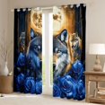 thumbnail image 3 of Homewish Jungle Wolf Family Black Out Curtains for Adult, Blue Rose Flower Floral Curtains Pack of 2 (42x63 Each), Western Bohemian Style Bedroom Curtains, Blackout Curtains Room Decor, 3 of 7