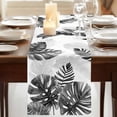 thumbnail image 3 of Table Runners 72 Inches Long Dress Scarves, Grey Black Leaves Farmhouse Kitchen/Dining Table Runner, Coffee Tablerunners, Summer Botanical Watercolor Leaf 14x72 Inch, 3 of 9