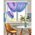 thumbnail image 3 of Waterfall Valances for Windows, Blue Purple Ombre Kitchen Sheer Valance Curtains, Marble Abstract Modern Ink Painting Rod Pocket Elegant Swag Valances for Living Room Bedroom, 47.2"x38.5", 3 Panel, 3 of 8
