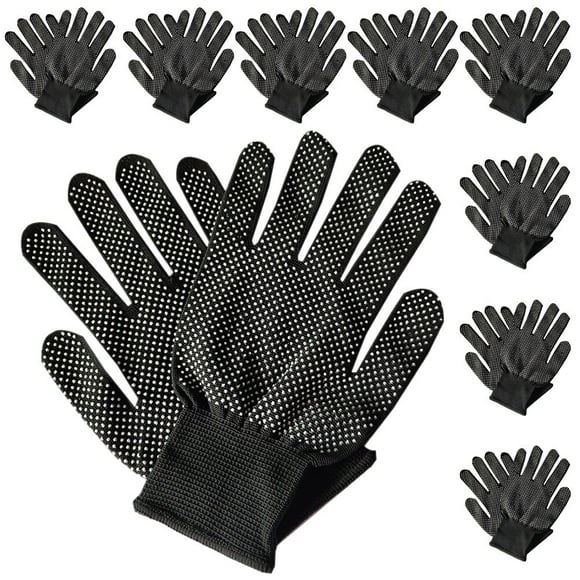 Nestingho 10 Pares De Guantes De Jardinería Negros Con Materiales PVC Y Poliéster Para Protección Eficaz