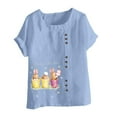 thumbnail image 4 of EQWLJWE Summer Womens Easter Print Tops Loose Solid Color Short Sleeve Crew Neck Lightweight Shirts Plus Size Casual Blouse Outwear Light Blue(S-5Xl), 4 of 5