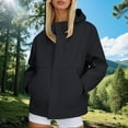 thumbnail image 2 of DHFJKG Rain Jacket For Women Solid Color Lightweight Windbreaker Loose Fit Zipper Raincoat Hiking Outfits With Hood Plus Size Fashionable Coats, 2 of 4