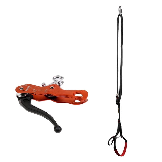 Stop Descender + Foot Riser Ascender Sling Loop, Escalada en roca al aire libre Cuerda de rescate Equipo de seguridad Equipo de seguridad Dispositivo Macarena Doble parada descendente