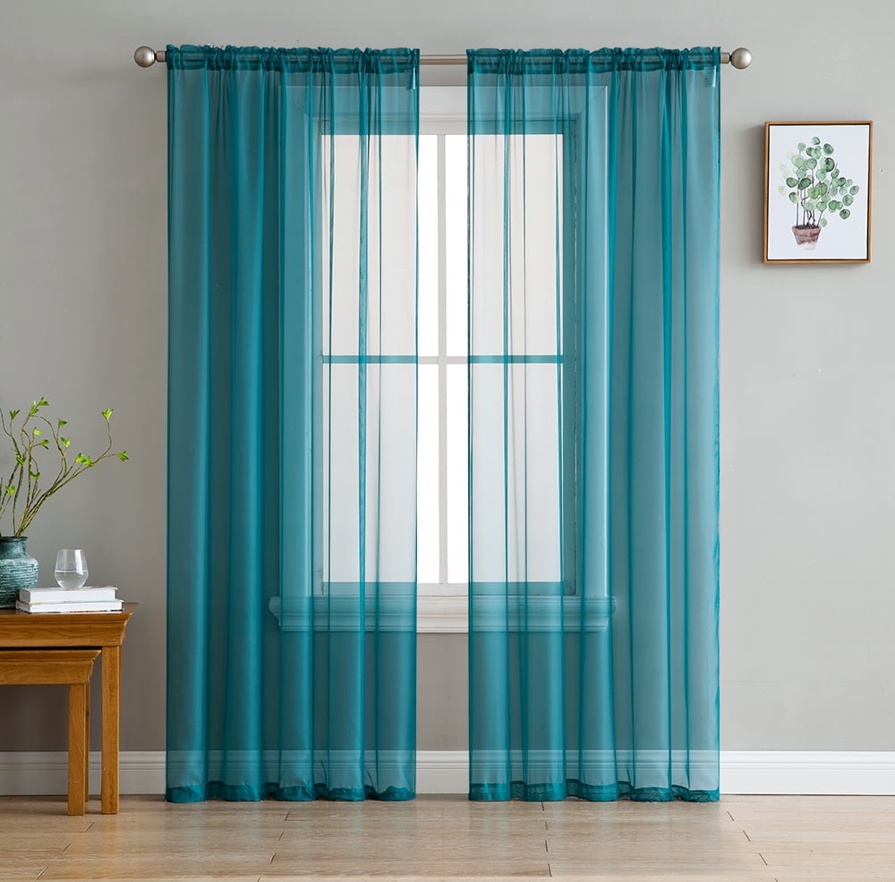 HLC.ME Sheer Voile Window Treatment Rod Pocket Curtain Panels for