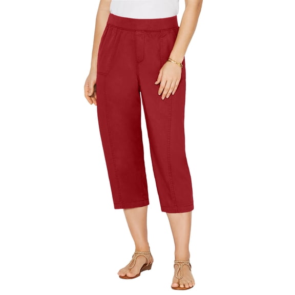 Catherines Women's Plus Size Petite Stretch Knit Waist Cargo Capri