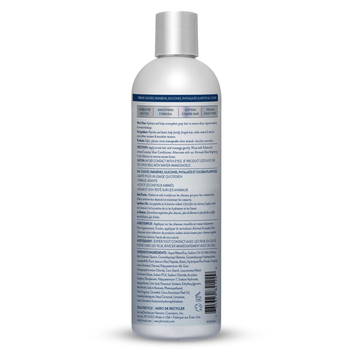 Jhirmack Everyday Silver Daily Restorative Shampoo for All Shades of Silver and Gray Hair, 12 fl oz