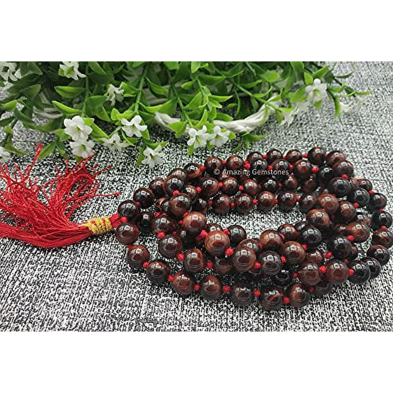 Red Tiger Eye Mala Beads 108 Buddhist Prayer Beads Japamala Hand Knotted 