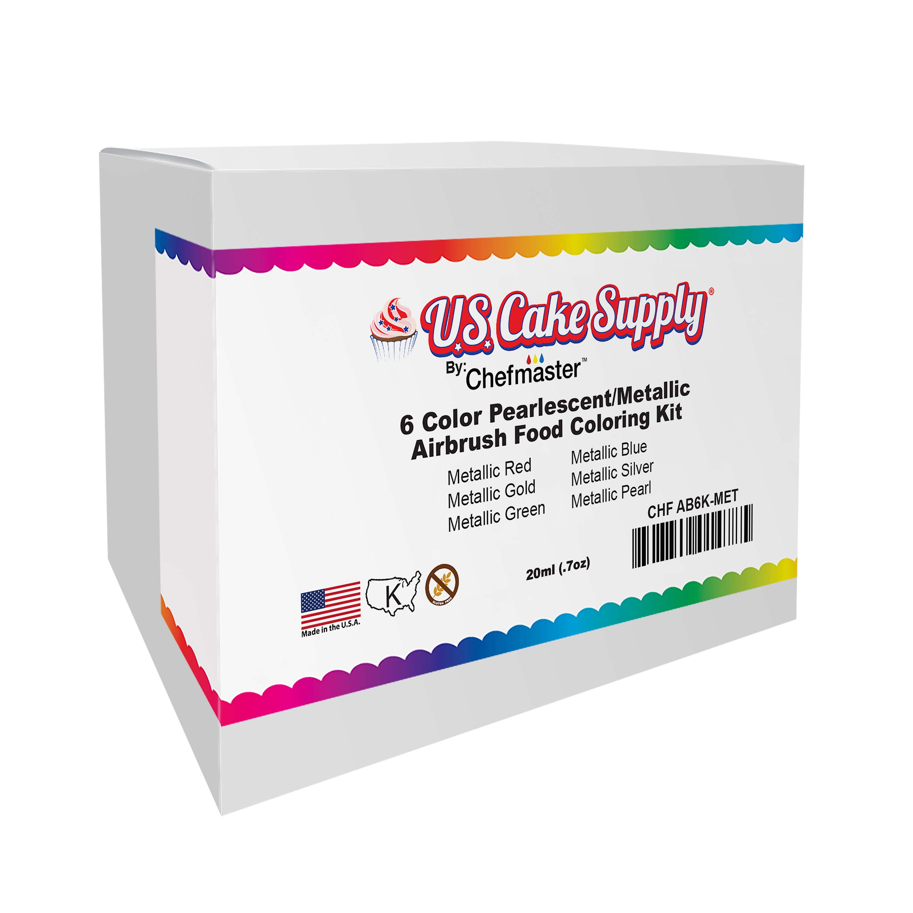 6 Metallic Colors Airbrush Food Coloring Decorating Slime Kit – US Art  Supply Food Grade, 0.75 fl. oz. (20ml) Bottles, Non-Toxic Metallic Colors