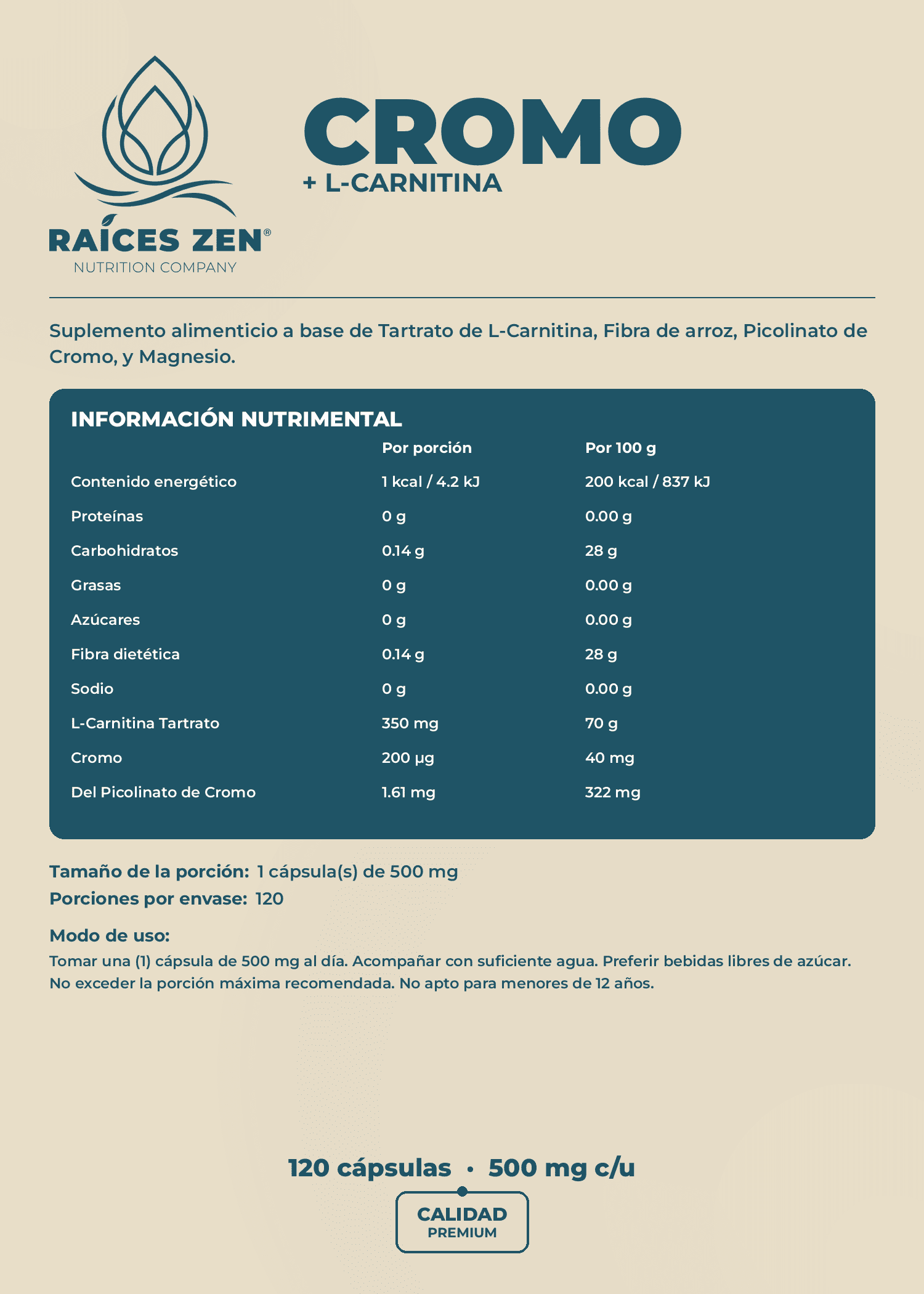 para que sirve la l carnitina con cromo Cromo+L-Carnitina Raíces Zen 120 Cápsulas SIze:100g Luxxe Slim L Carnitine carnitina melancia