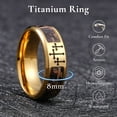 thumbnail image 2 of King Will Cross Ring for Men Gold Plated Titanium Wedding Band Brown Camouflage Inlay Wedding Ring 8mm Width Faith Collection Comfort Fit Size 10, 2 of 7