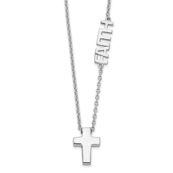 Auriga Fine Jewelry 925 Sterling Silver Rh-plated FAITH w/Cross Necklace for Women 18"