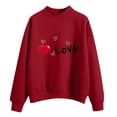 thumbnail image 1 of Gibobby Sudaderas para mujer Sudadera con capucha informal de otoño e invierno para mujer, suéter de manga larga con cuello redondo estampado (Rojo, L), 1 of 4