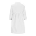 thumbnail image 5 of HAPIMO Women's Knee Length Loose Dress with Pocket Solid Color V Neck Drawstring Spring Elegant Casual Playwear 3/4 Sleeve Trendy Girls White XL, 5 of 6