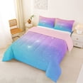 thumbnail image 3 of jejeloiu Pastel Star Pattern Queen Comforter Set Kids,Dreamy Print Bedding Comforter Set For Girls,Reversible,3pcs, 3 of 8