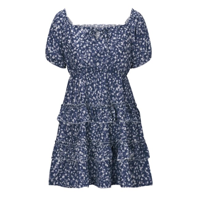 Mujeres sexy manga corta impresa cuello redondo damas delgado mini vestido de damas Pompotops ghjkhdj10301