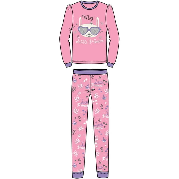 Isotoner Girls 2pc Sleep Set - Pajamas Toddler Little Big Girl 100% Cotton Comfortable
