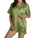 thumbnail image 1 of Conjunto de dos piezas para mujer con camiseta de manga corta y cuello en V y pantalones cortos, ideal para el verano y el ocio deportivo., 1 of 7
