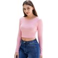 thumbnail image 1 of GHSDFBB Women's Basic Round Neck Long Sleeve Crop Top, 1 of 7