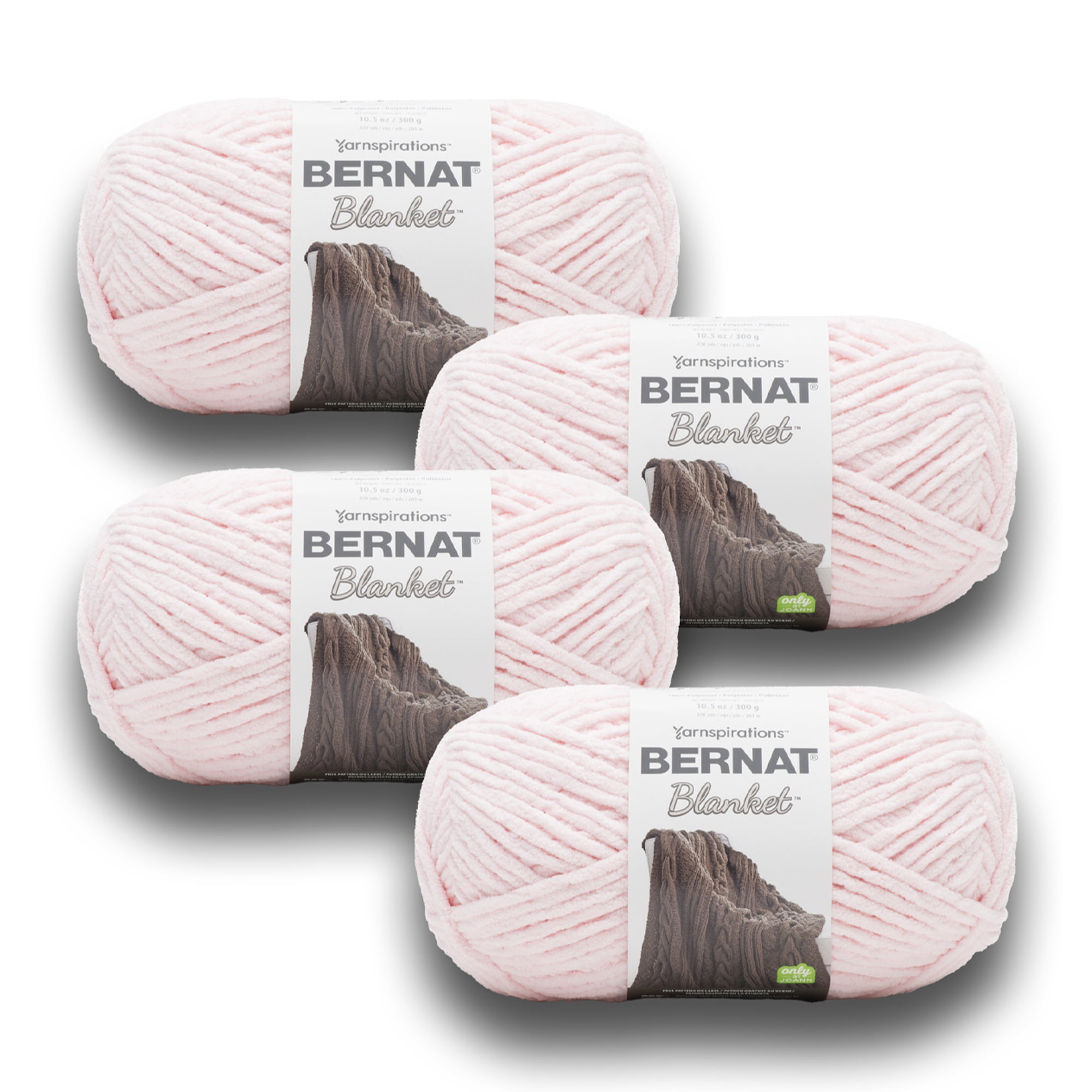 (2 pack) Bernat® Blanket™ #6 Super Bulky Polyester Yarn, Blush Pink 10.5oz/300g, 220 Yards (4 Pack)