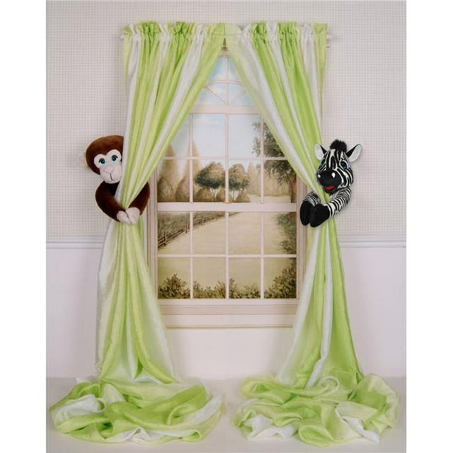 Curtain Critters ALMYZB490213COL Ensemble de Rideaux en Peluche Safari Chocolat Monkey & Zebra - Chocolat Brun, Noir & Blanc
