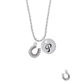 thumbnail image 2 of Delight Jewelry Goldtone Beaded Clear Crystal Horseshoe with Good Luck Silvertone Script Initial Disc - P - Charm Necklace, 20"+3", 2 of 4