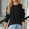 thumbnail image 2 of Womens Tops Cold Shoulder Blouses Long Sleeve Crewneck Tshirts Outfits Casual Dressy Tee Shirt, 2 of 4