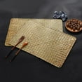 thumbnail image 4 of 2Pcs Natural Seagrass Placemats Woven Rattan Place Mat 17 x 11.8" Rectangular Table Mats, Sea Grass Meal Placemat Bamboo Place Mats for Dining Table Home Kitchen Picnic Table Decor (Coffee), 4 of 8