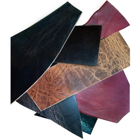 ELW Buffalo Mix Color Leather Scraps 8-10 oz 3-4 mm Heavy Duty Size: 5 LB Weight Genuine Leather Full Grain Remnants for Crafting, Ideal for DIY Leatherworking Projects Color: Mix Color