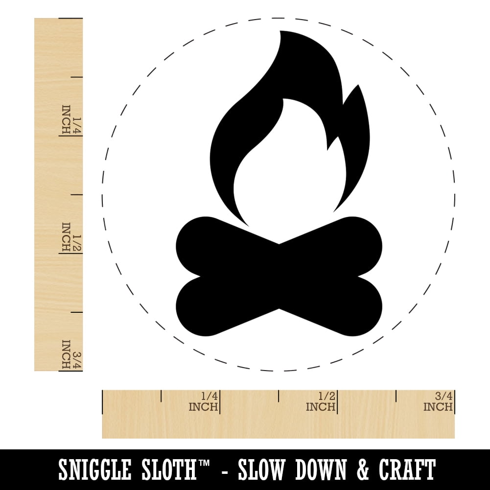 Campfire Fire Symbol Self-Inking Rubber Stamp Ink Stamper - Brown Ink - Small 3/4 Inch
