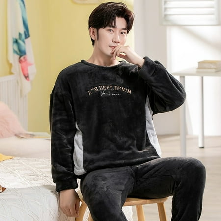 

2022 Winter Thick Warm Long Sleeve Flannel Pajama Sets for Men Korean Loose Coral Velvet Sleepwear Suit Pyjama Homewear Clothes
