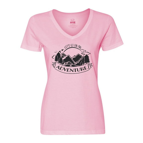 Inktastic Let's go on an Adventure Mountains Women's V-Neck T-Shirt