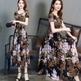 thumbnail image 3 of Female Summer Waisted Floral Pattern Short-sleeve Printing Dress, 3 of 9