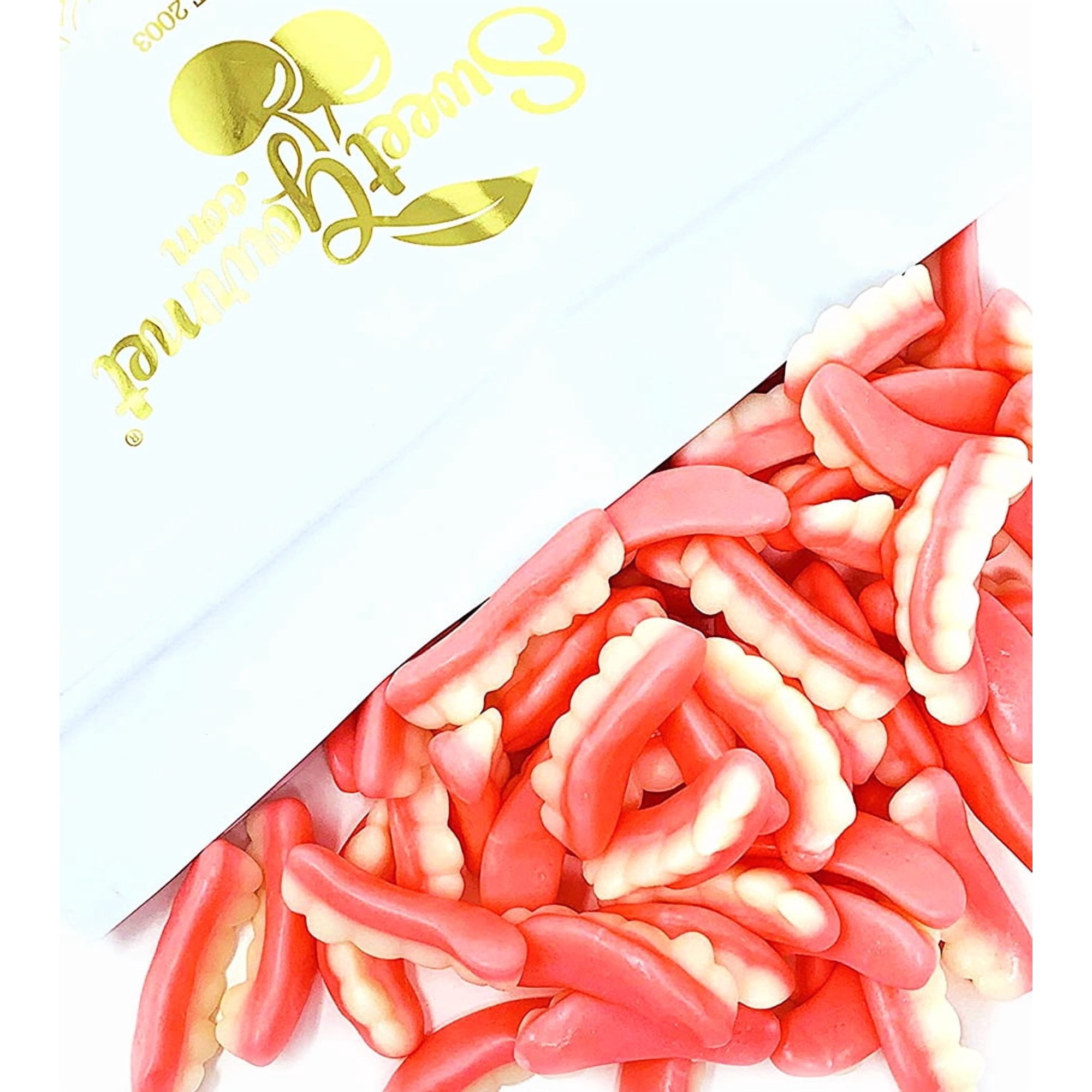 SweetGourmet Strawberry Crème Gummy Teeth Candy Gluten-Free & Fat-Free Chewy Fruity Texture Halloween Candy 3 Pounds