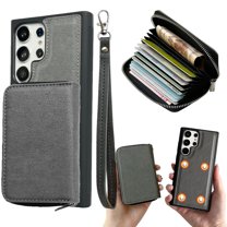Dteck for Samsung Galaxy A53 5G Case Detachable Wallet Case with 11-Card Holder,2 in 1 PU Leather Zipper Purse with Wristlet for Women Men,Durable Shockproof Phone Cover for Galaxy A53 5G,Gray