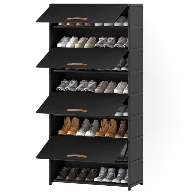 Zapatero de 9 niveles con puerta, estantes para 36 pares de zapatos, organizador para clóset, entrada, pasillo y recámara, color negro