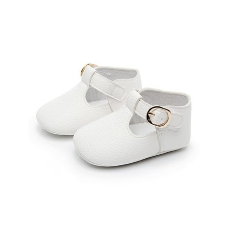 

Sanviglor Newborn Moccasins Magic Tape Crib Shoe First Walkers Flats Walking Non-slip Anti-skid Slippers Comfort Soft Sole White 5C