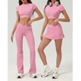 thumbnail image 2 of PISONIC Robe de Tennis 2 Pcs pour Femmes Jupe de Tennis Manches Courtes Crop Top Tenues d'Entraînement de Golf, 2 of 9