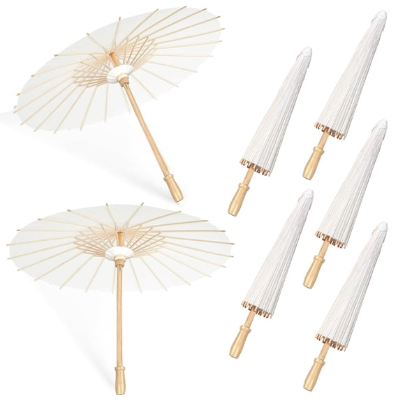 Sombrillas Zealor 5 unidades, sombrillas de papel blancas de 84 cm