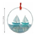 thumbnail image 3 of romoty Sea Glass Style Sailing Pendant, Forever Sailing Side By Side Round Acrylic Ornament, 3.14" Diameter Nautical Decor for Car Rearview Mirror, Anniversary & Valentine's Day Gift, 3 of 6